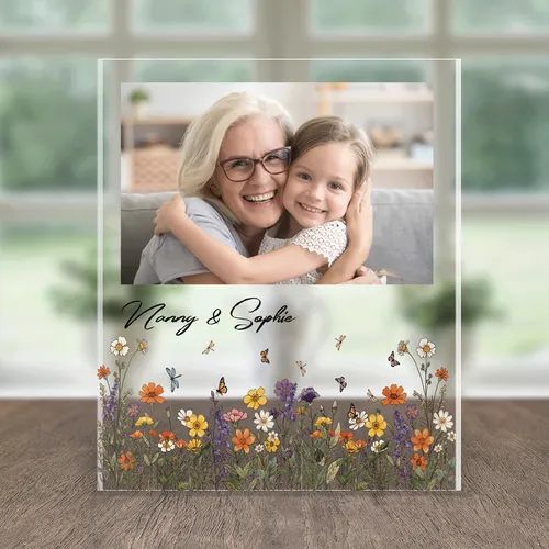 Personalized Floral Frame Acrylic Photo Plaque Mother's Day Gift