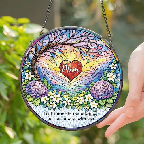 Personalized Memorial Tree Quote Stained Glass Suncatcher Mother's Day Gift