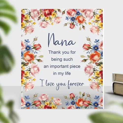 Personalized Nana Acrylic Plaque - Floral Mother's Day Gift - Grandma Birthday Keepsake Table Sign
