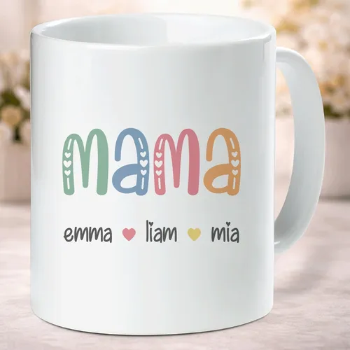 Personalized Custom Mama Mug With Kids Names Mother's Day Gift