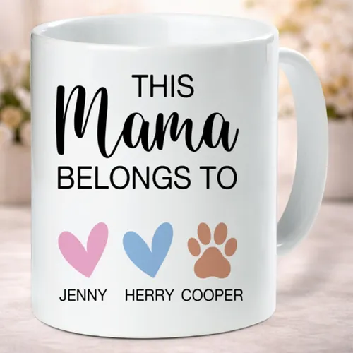 Personalized Mama with Kids And Pets Mug Mother's Day Gift