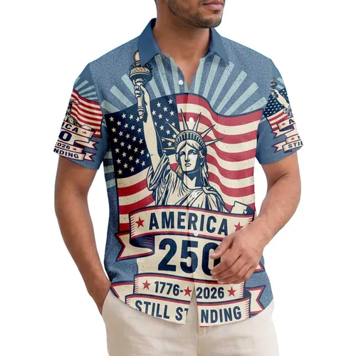America 250th Anniversary Statue Liberty Flag 1776-2026 Still Standing Short-sleeve Hawaiian Shirt