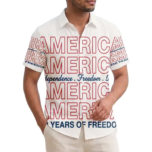 America's 250th Anniversary USA 1776 Patriotic Independence Freedom Pride Design Short-sleeve Hawaiian Shirt