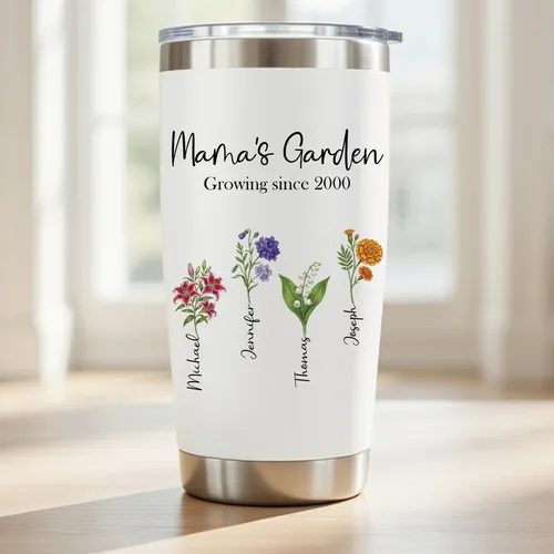 Personalized Mama's Garden Stainless Tumbler 20oz Mother's Day Gift