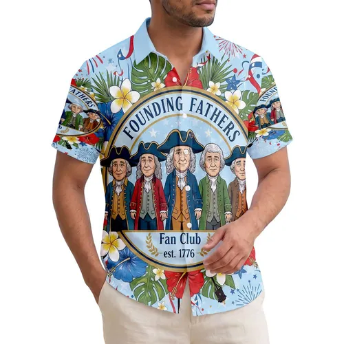 Founding Fathers 1776 Tropical Patriotic - USA 250th Anniversary Independence Day Hawaiian Shirt