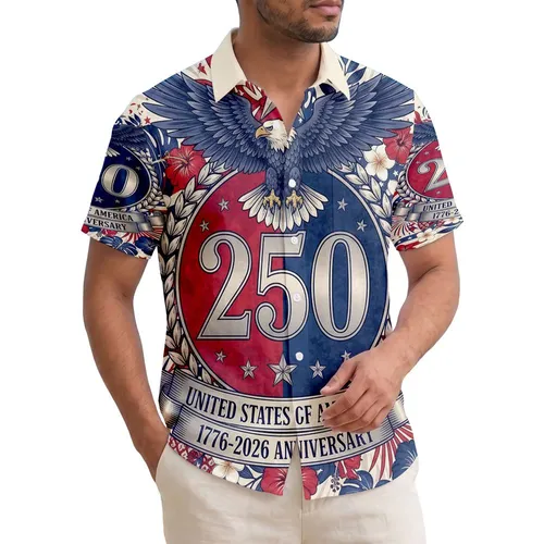 Bald Eagle 250 Emblem 1776-2026 - USA 250th Anniversary Independence Day Gift Hawaiian Shirt