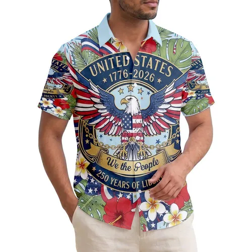 Bald Eagle American Flag 1776-2026 - USA 250th Anniversary Independence Day Gift Hawaiian Shirt