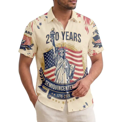 Statue of Liberty Flag 1776-2026 - USA 250th Anniversary Independence Day Tropical Hawaiian Shirt