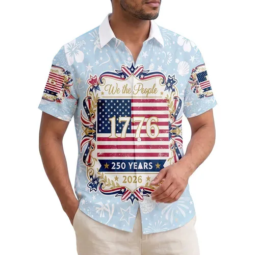 We The People Distressed American Flag 1776-2026 - USA 250th Anniversary Independence Day Hawaiian Shirt