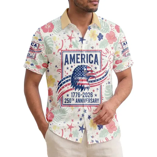 Bald Eagle American Flag 1776-2026 - USA 250th Anniversary Patriotic Gift for Dad Hawaiian Shirt