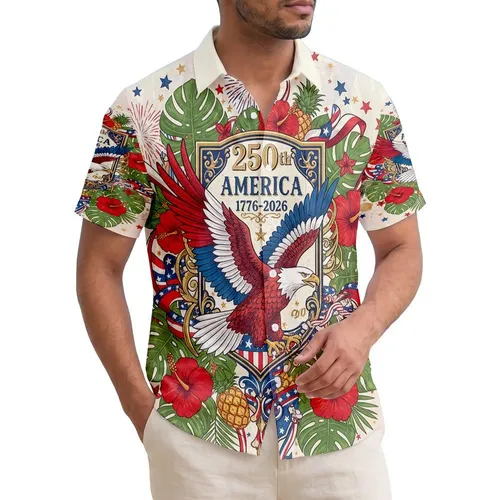 Bald Eagle American Flag 1776-2026 - USA 250th Anniversary Patriotic Independence Day Hawaiian Shirt