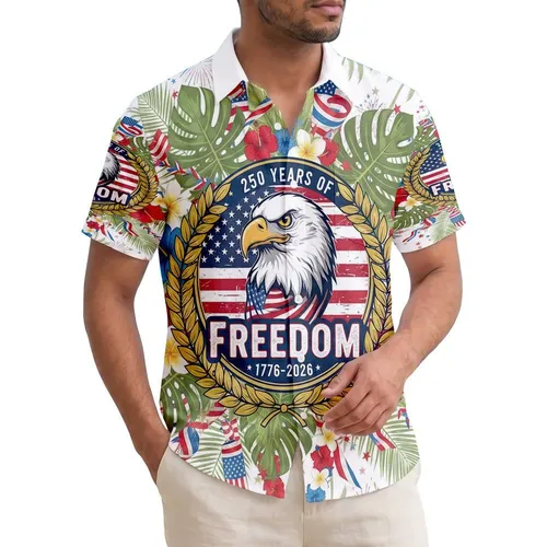 Bald Eagle American Flag 1776-2026 - USA 250 Years of Freedom Independence Day Gift for Dad Hawaiian Shirt