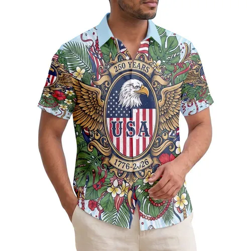 Bald Eagle American Flag 1776-2026 - USA 250th Anniversary Independence Day Gift for Veterans Hawaiian Shirt