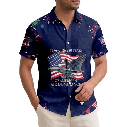F-22 Raptor Eagle American Flag 1776-2026 - USA 250th Anniversary Independence Day Gift for Veterans Hawaiian Shirt
