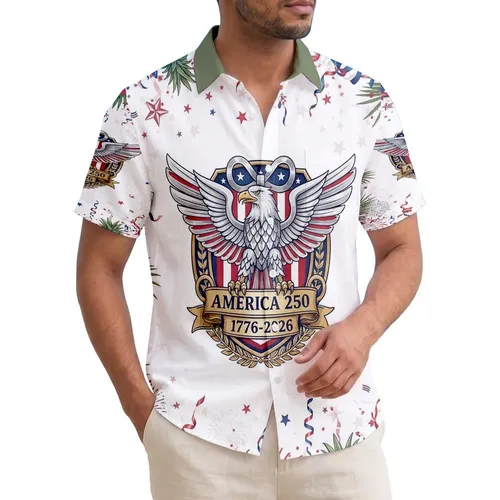 Bald Eagle Patriotic Shield 1776-2026 - USA 250th Anniversary Independence Day Gift for Dad Hawaiian Shirt