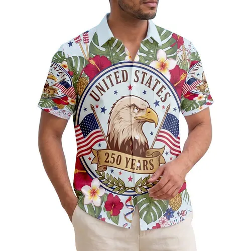 Bald Eagle American Flag 1776-2026 - USA 250th Anniversary Independence Day Gift Hawaiian Shirt