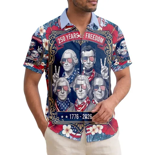 Washington Lincoln Jefferson Franklin Sunglasses - USA 250 Years of Freedom 1776-2026 Hawaiian Shirt