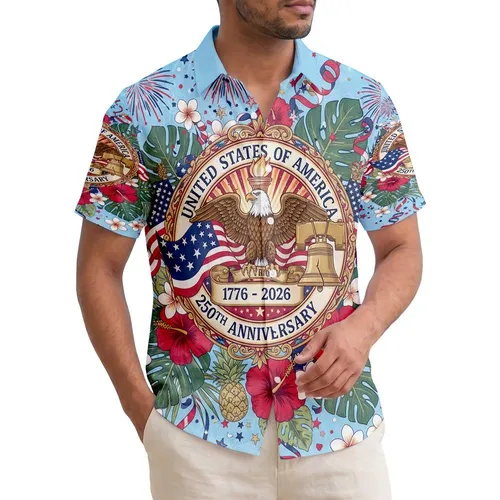 Bald Eagle American Flag Liberty Bell 1776 - USA 250th Anniversary Freedom Hawaiian Shirt