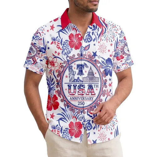 Bald Eagle Statue Liberty USA 1776-2026 - USA 250th Anniversary Independence Hawaiian Shirt