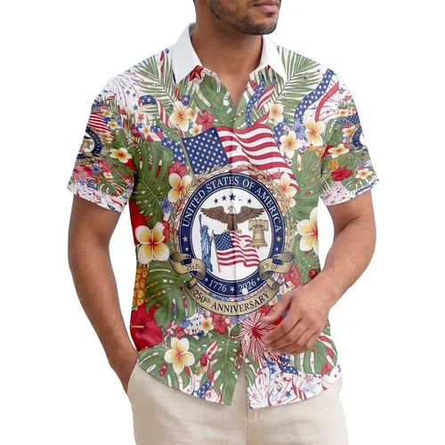Bald Eagle American Flag 1776-2026 - USA 250th Anniversary Independence Day Gift for Dad Hawaiian Shirt
