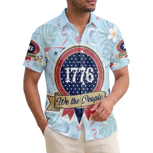 Distressed 1776 We The People Emblem - USA 250 Years of Freedom Hawaiian Tropical Hawaiian Shirt