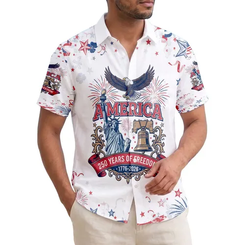 Bald Eagle Liberty Bell 1776-2026 - USA 250 Years of Freedom Independence Day Gift for Dad Hawaiian Shirt