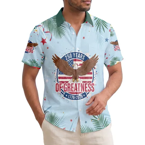 Bald Eagle American Flag 1776-2026 - USA 250th Anniversary Independence Day Gift for Veterans Hawaiian Shirt