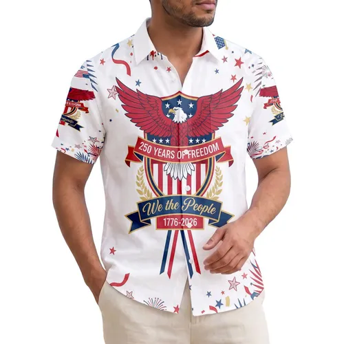 Bald Eagle We The People 1776-2026 - USA 250 Years of Freedom Patriotic Tropical Hawaiian Shirt