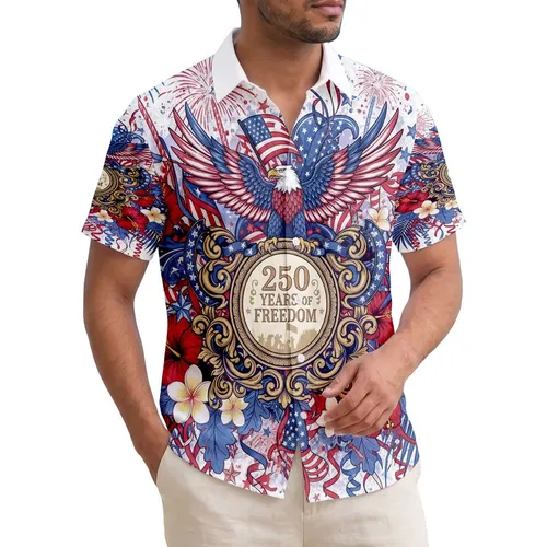 Bald Eagle American Flag 1776-2026 - USA 250th Anniversary Independence Day Celebration Hawaiian Shirt