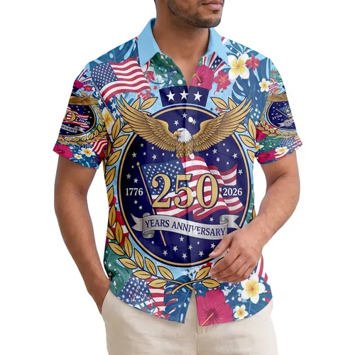 Bald Eagle American Flag 1776-2026 - USA 250th Anniversary Freedom Celebration Hawaiian Shirt