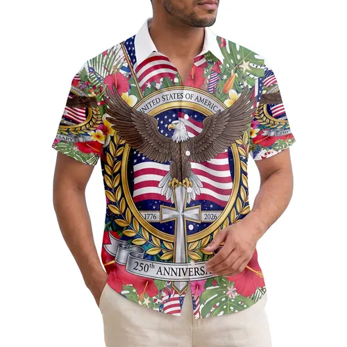 Bald Eagle American Flag 1776-2026 - USA 250th Anniversary Patriotic Celebration Hawaiian Shirt