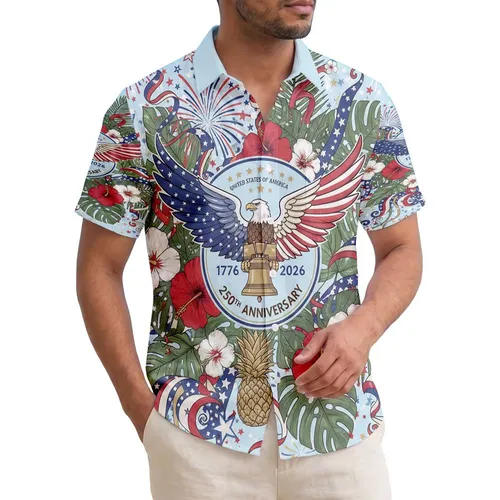 Bald Eagle American Flag 1776-2026 Liberty Bell - USA 250th Anniversary Patriotic Gift Hawaiian Shirt