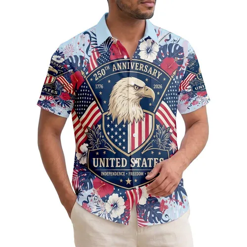 Bald Eagle American Flag 1776-2026 - USA 250th Anniversary Independence Day Gift Hawaiian Shirt