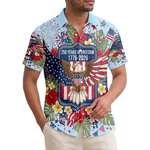 Bald Eagle American Flag 1776-2026 - USA 250th Anniversary Independence Day Gift for Dad Hawaiian Shirt