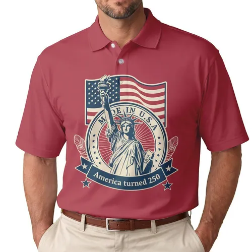 Statue of Liberty American Flag 1776-2026 - USA 250th Anniversary Semiquincentennial Men's Polo Shirt