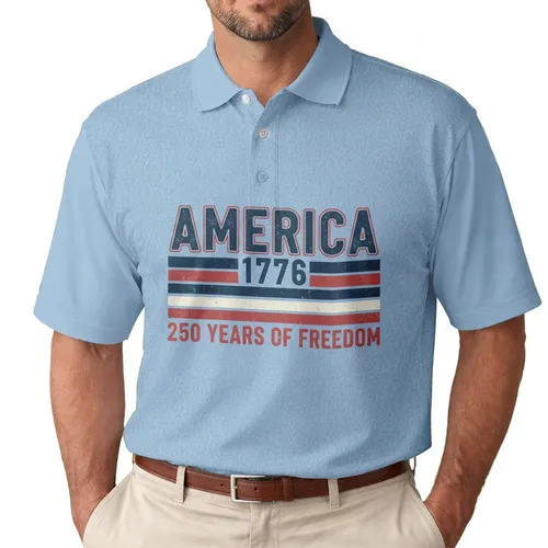 America 1776 250 Years of Freedom Distressed Stripes - USA 250th Anniversary Celebration Men's Polo Shirt