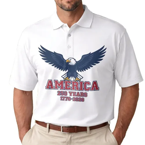 Bald Eagle America 250 Years 1776-2026 - USA 250th Anniversary Independence Day Gift Men's Polo Shirt