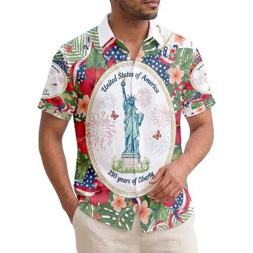 Statue of Liberty Patriotic Hawaiian 1776 - USA 250th Anniversary Independence Day Hawaiian Shirt