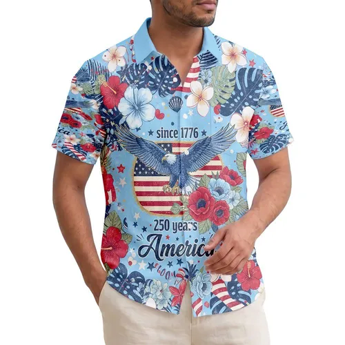 Bald Eagle American Flag 1776-2026 - USA 250th Anniversary Patriotic Independence Day Hawaiian Shirt