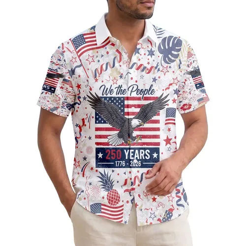 Bald Eagle American Flag 1776-2026 We the People - USA 250th Anniversary Gift for Veterans Hawaiian Shirt
