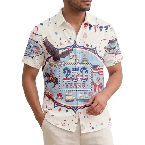 Bald Eagle Mount Rushmore Flag George Washington 1776-2026 - USA 250th Anniversary Hawaiian Shirt