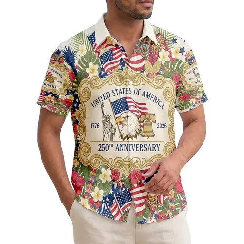 Bald Eagle American Flag 1776-2026 Liberty Bell - USA 250th Anniversary Independence Day Hawaiian Shirt