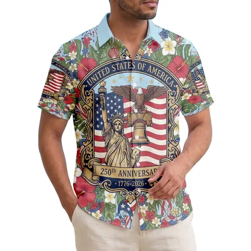 Statue of Liberty Bald Eagle American Flag 1776-2026 - USA 250th Anniversary Gift Hawaiian Shirt