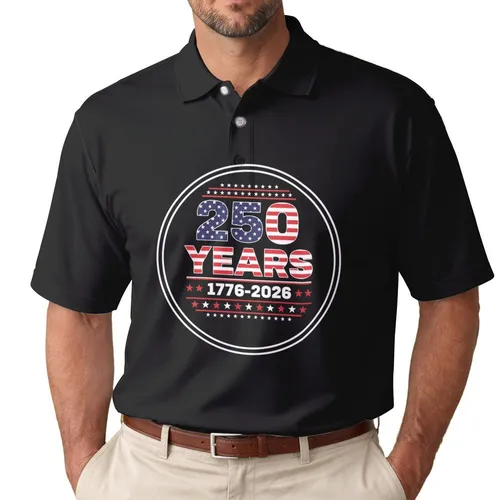 250 Years 1776-2026 Patriotic Emblem - USA 250th Anniversary Independence Day Men's Polo Shirt
