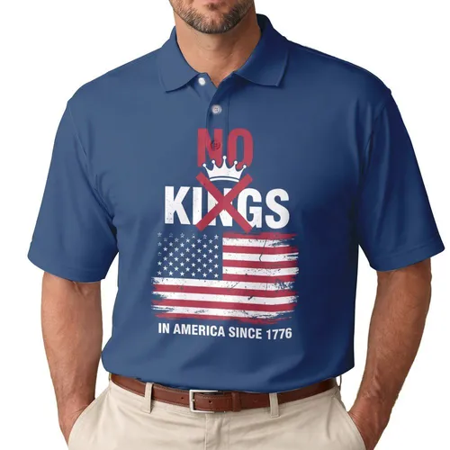No Kings In America 1776 Crossed Crown Flag - USA 250th Anniversary Independence Day Men's Polo Shirt