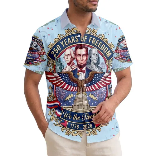 Bald Eagle Capitol Founding Fathers 1776-2026 - USA 250th Anniversary Independence Day Hawaiian Shirt