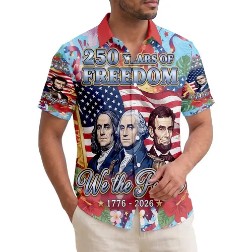 Franklin Lincoln Washington We The People 1776 Flag - USA 250 Years of Freedom Hawaiian Shirt