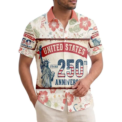 USA 250th Anniversary Statue of Liberty 1776-2026 Distressed Patriotic Sign for Veterans Hawaiian Shirt