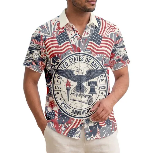 Bald Eagle American Flag 1776-2026 - USA 250th Anniversary Independence Day Gift for Dad Hawaiian Shirt