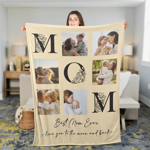 Personalized Custom Photos for Mother Fleece Blanket Mother's Day Gift